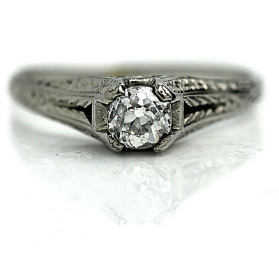 1930s .50 Carat White Gold Diamond Engagement Ring