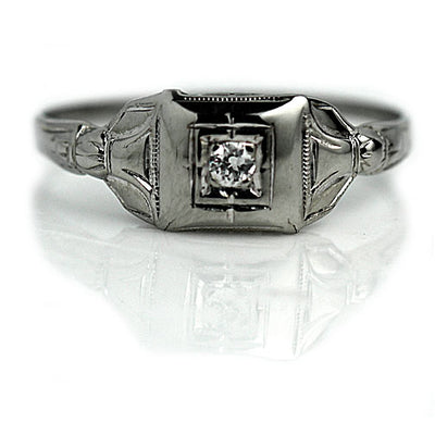 Petite Solitaire Diamond Engagement Ring
