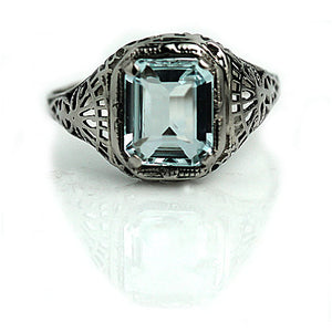 Estate 2.20 CTW Aquamarine Vintage Engagement Ring
