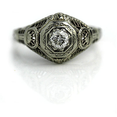 Art Deco White Gold Engagement Ring