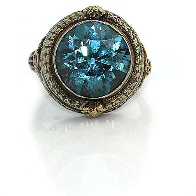 Unique Blue Zircon Engagement Ring 