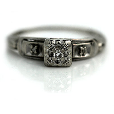 Promise Ring with Rose Cut Side Stones