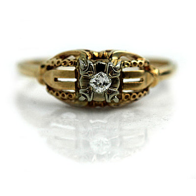 Unique Two Tone Diamond Engagement Ring