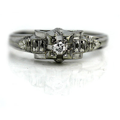Art Deco Filigree Engagement Ring