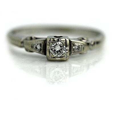 Transitional Cut Diamond Three Stone Engagement Ring