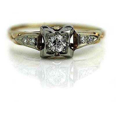 1940's Vintage Diamond Two Tone Gold Ring