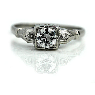 Platinum Engagement Ring with Side Diamonds