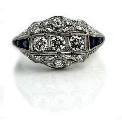 Antique Engagement Ring with Sapphires