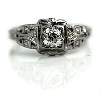 Unique Geometric Square Diamond Engagement Ring