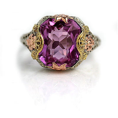 Vintage Synthetic Gemstone Cocktail Ring - Vintage Diamond Ring