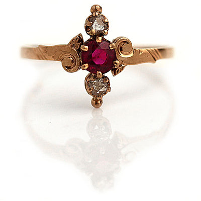 Antique Ruby and Diamond Engagement Ring