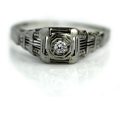 Unique Octagon Diamond Engagement Ring