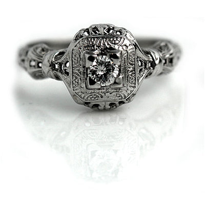 Transitional Cut Engagement Ring with Filigree Engravings
