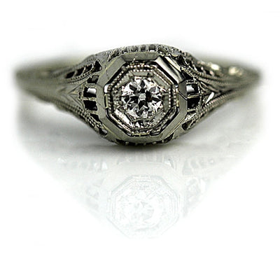 Estate Solitaire Diamond Engagement Ring 
