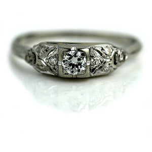 Low Profile Vintage Diamond Engagement Ring