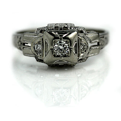 Unique Diamond Engagement Ring with Side Diamonds