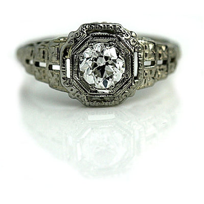 Art Deco Two Tiered Solitaire Engagement Ring