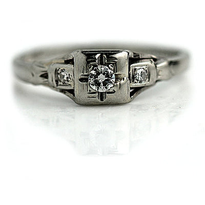 Classic Art Deco Diamond Engagement Ring with Side Stones