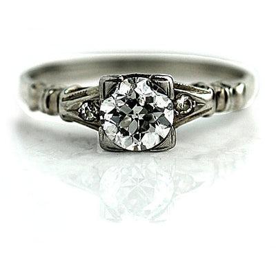White Gold Diamond Antique Engagement Ring