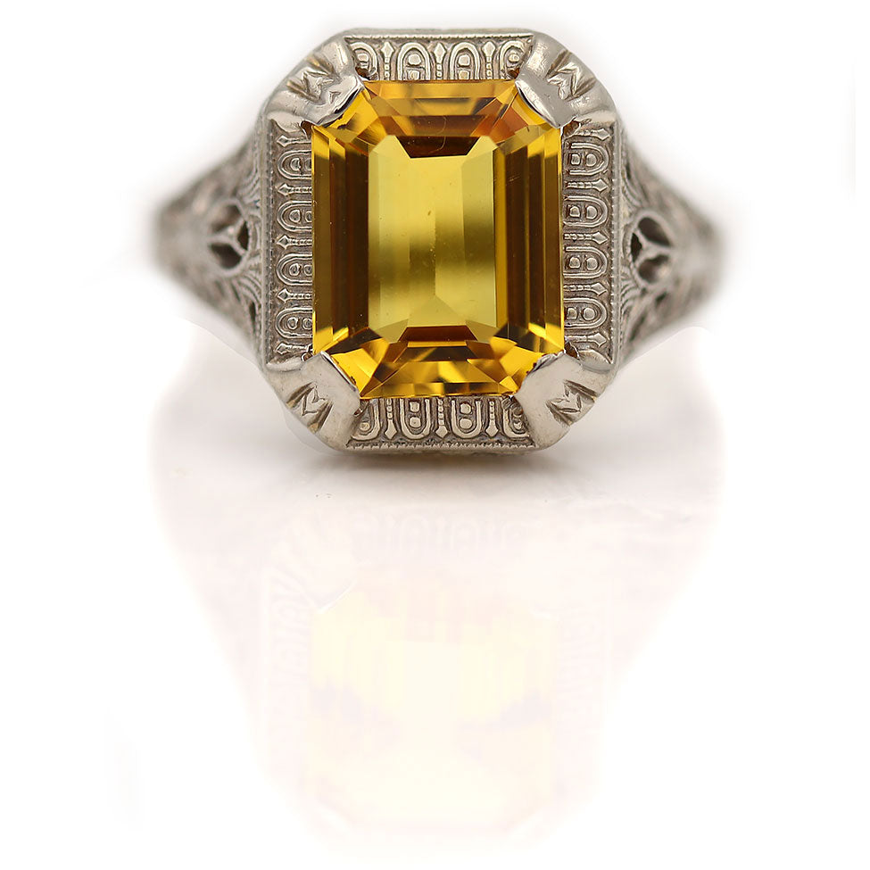 Estate Citrine Ring Genuine Citrine Art outlet Deco Ring