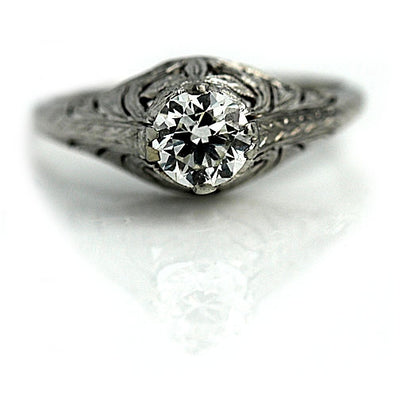Antique Engagement Ring with European Cut Diamond