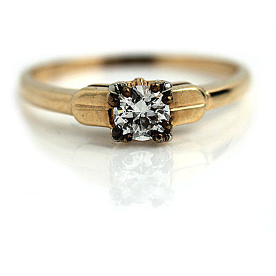 Vintage Diamond Engagement Ring with Trefoil Prongs