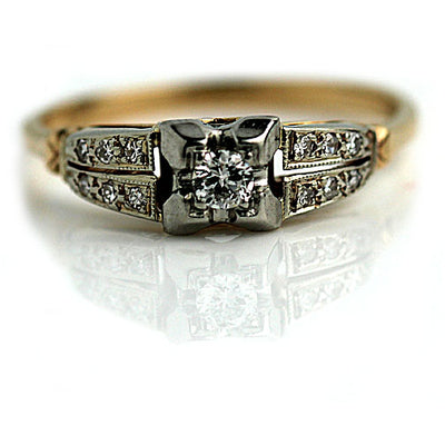 Vintage 1940s $2000 .50ct Si1 I 5 Diamond 14k Yellow Gold Wedding Band Ring  | eBay