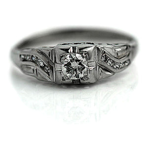 Asymmetric Diamond Engagement Ring with Side Stones