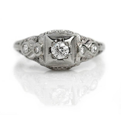 Diamond Engagement Ring With Bezel Set Side Stones