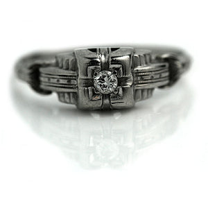 Petite Diamond Ring with Filigree Engravings