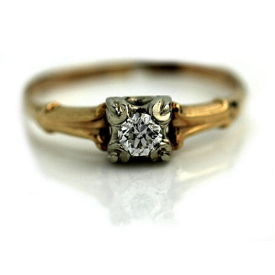 Minimalist Two Tone Diamond Engagement Ring