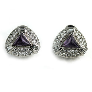 Vintage Amethyst and Diamond Platinum Earrings - Vintage Diamond Ring