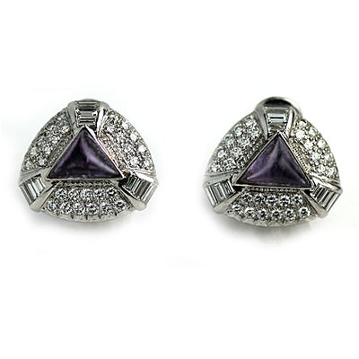 Vintage Amethyst and Diamond Platinum Earrings - Vintage Diamond Ring