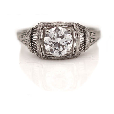 1920s Intricate Filigree Diamond Engagement Ring