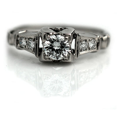 Transitional Cut Diamond Engagement Ring with Side Stones