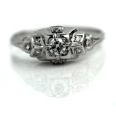 Art Deco .18 Carat Diamond Engagement Ring