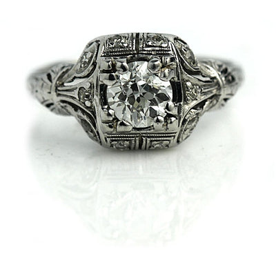 Unique Square Shaped Old Mine Cut Diamond Engagement Ring