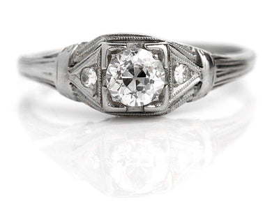 Art Deco Mine Cut Diamond Engagement Ring Circa 1930s
