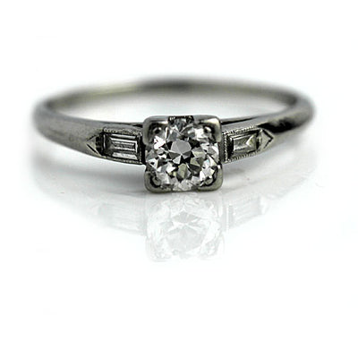 Vintage Engagement Ring with Baguettes