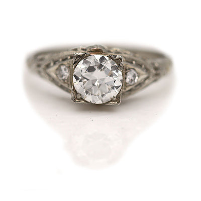 Vintage Engagement Ring with Side Stones