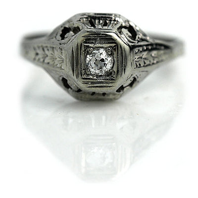Diamond Engagement Ring with Filigree Engravings