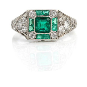Art Deco Emerald Engagement Ring
