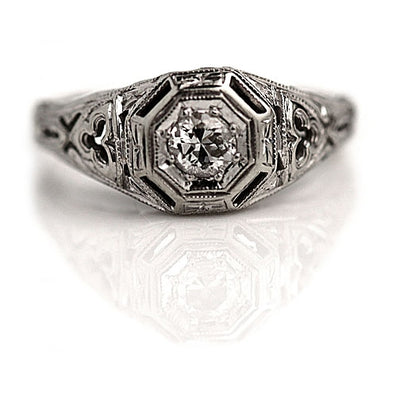 Vintage Open Face Diamond Engagement Ring