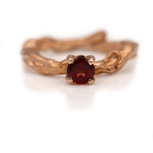 Vintage Style Tree Bark Garnet Engagement Ring
