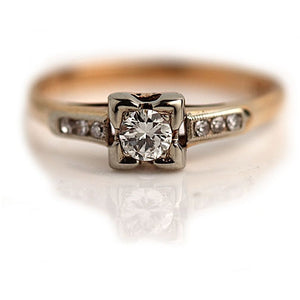 Vintage .37 CTW Diamond 1940s Antique Diamond Engagement Ring