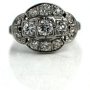 1940s Platinum Diamond Dome Engagement Ring