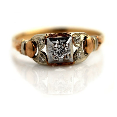 1940s Two Tone Diamond Engagement Ring