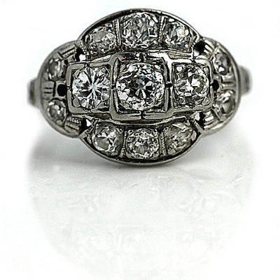 1940s Platinum Diamond Dome Engagement Ring