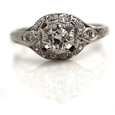 Vintage Open Faced Diamond Engagement Ring