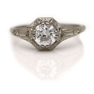 Intricate Vintage Solitaire Diamond Engagement Ring